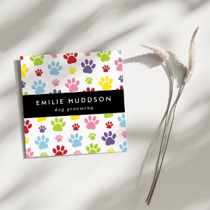 Muster von Pfoten, Hunde-Groomer, Hunde-Walker, Pe Quadratische Visitenkarte