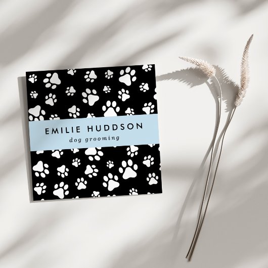 Muster von Pfoten, Hunde-Groomer, Hunde-Walker, Pe Quadratische Visitenkarte