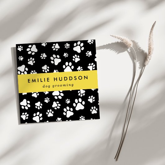 Muster von Pfoten, Hunde-Groomer, Hunde-Walker, Pe Quadratische Visitenkarte