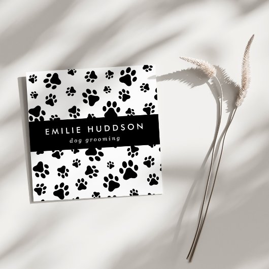 Muster von Pfoten, Hunde-Groomer, Hunde-Walker, Pe Quadratische Visitenkarte