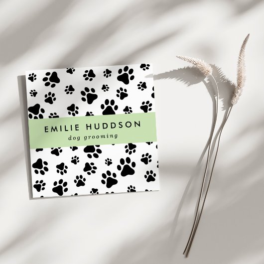 Muster von Pfoten, Hunde-Groomer, Hunde-Walker, Pe Quadratische Visitenkarte