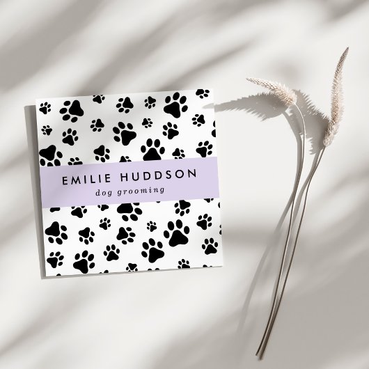 Muster von Pfoten, Hunde-Groomer, Hunde-Walker, Pe Quadratische Visitenkarte