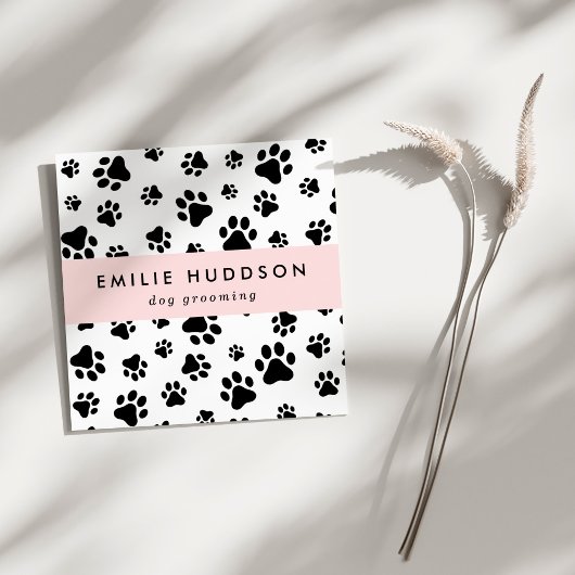 Muster von Pfoten, Hunde-Groomer, Hunde-Walker, Pe Quadratische Visitenkarte