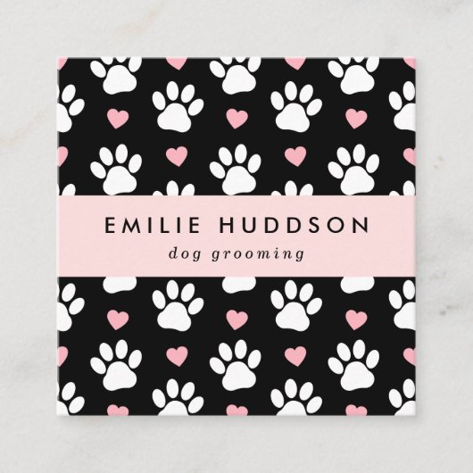 Muster von Pfoten, Hunde-Groomer, Hunde-Walker, Pe Quadratische Visitenkarte (Vorderseite)