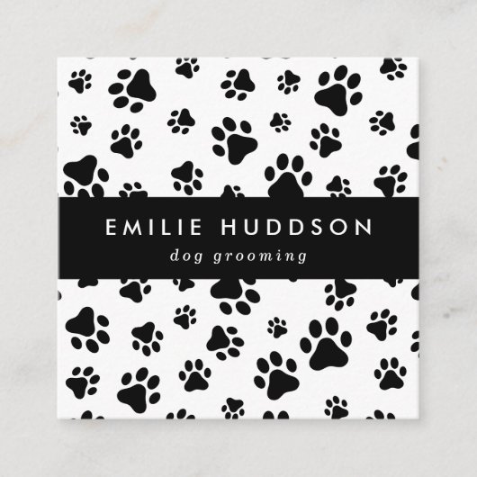 Muster von Pfoten, Hunde-Groomer, Hunde-Walker, Pe Quadratische Visitenkarte (Vorderseite)
