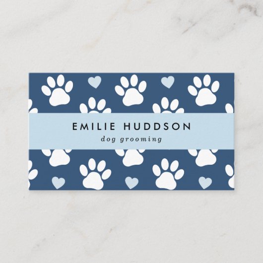 Muster von Pfoten, Hunde-Groomer, Hunde-Walker, Pe Visitenkarte (Vorderseite)