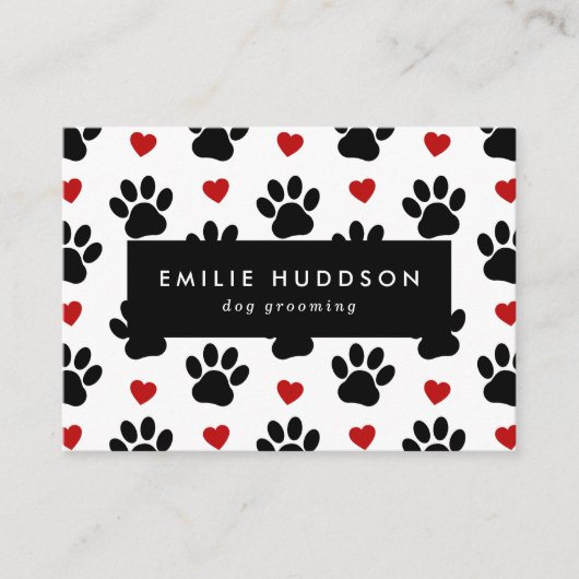 Muster von Pfoten, Hunde-Groomer, Hunde-Walker, Pe Visitenkarte (Vorderseite)