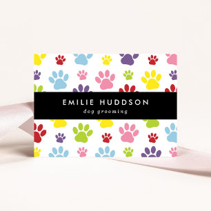 Muster von Pfoten, Hunde-Groomer, Hunde-Walker, Pe Visitenkarte