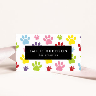 Muster von Pfoten, Hunde-Groomer, Hunde-Walker, Pe Visitenkarte