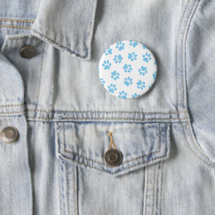 Muster von Pfoten, Hundeschäben, blaue Baby-Paws Button