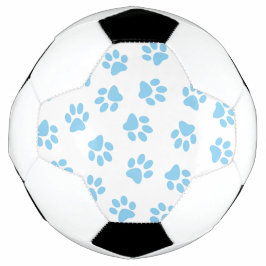Muster von Pfoten, Hundeschäben, blaue Baby-Paws Fußball