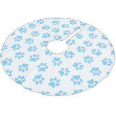 Muster von Pfoten, Hundeschäben, blaue Baby-Paws Polyester Weihnachtsbaumdecke (Schrägansicht)