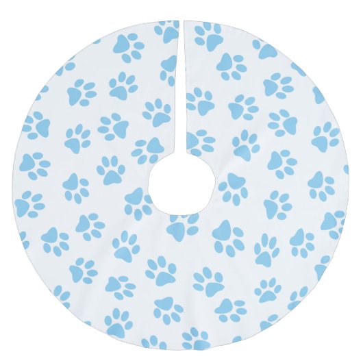 Muster von Pfoten, Hundeschäben, blaue Baby-Paws Polyester Weihnachtsbaumdecke (Vorderseite)