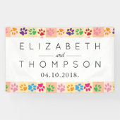 Muster von Pfoten, Hundeschäben, farbenfrohe Pfote Banner (Horizontal)