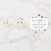 Muster von Pfoten, Hundeschäben, farbenfrohe Pfote Konfetti (Rückseiten)