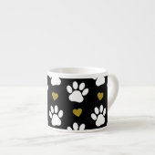 Muster von Pfoten, Hundeschäben, weißen Pfoten, go Espressotasse (Vorderseite Rechts)
