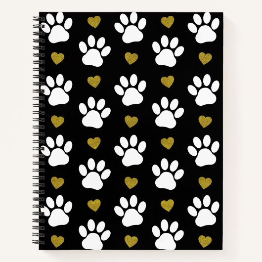 Muster von Pfoten, Hundeschäben, weißen Pfoten, go Notizblock (Vorderseite)