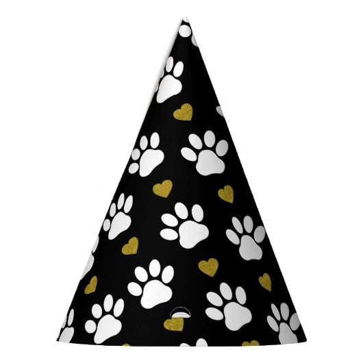 Muster von Pfoten, Hundeschäben, weißen Pfoten, go Partyhütchen (Links)