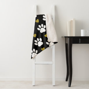 Muster von Pfoten, Hundeschäben, weißen Pfoten, go Sherpadecke