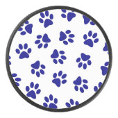 Muster von Pfoten, Hundeschäften, blaue Navy-Paws Eishockey Puck (Vorderseite)