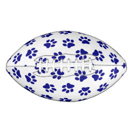 Muster von Pfoten, Hundeschäften, blaue Navy-Paws Football