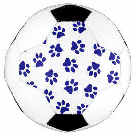 Muster von Pfoten, Hundeschäften, blaue Navy-Paws Fußball