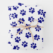 Muster von Pfoten, Hundeschäften, blaue Navy-Paws Geschenkpapier Set (Beispiel)