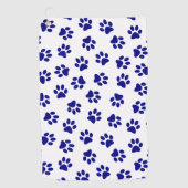 Muster von Pfoten, Hundeschäften, blaue Navy-Paws Golfhandtuch (Vorderseite)