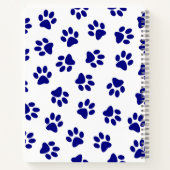 Muster von Pfoten, Hundeschäften, blaue Navy-Paws Notizblock (Rückseite)