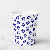 Muster von Pfoten, Hundeschäften, blaue Navy-Paws Pappbecher (Rückseite)