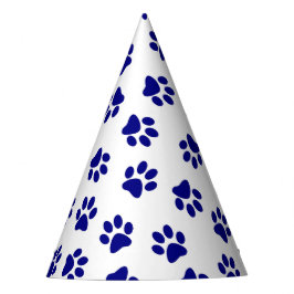 Muster von Pfoten, Hundeschäften, blaue Navy-Paws Partyhütchen