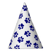 Muster von Pfoten, Hundeschäften, blaue Navy-Paws Partyhütchen (Rechts)