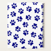 Muster von Pfoten, Hundeschäften, blaue Navy-Paws Planer (Rückseite)