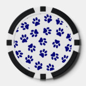 Muster von Pfoten, Hundeschäften, blaue Navy-Paws Pokerchips (Vorderseite)