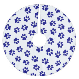 Muster von Pfoten, Hundeschäften, blaue Navy-Paws Polyester Weihnachtsbaumdecke