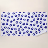 Muster von Pfoten, Hundeschäften, blaue Navy-Paws Strandtuch (Vorderseite)