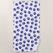 Muster von Pfoten, Hundeschäften, blaue Navy-Paws Strandtuch (Vorderseite)