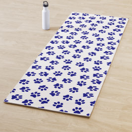 Muster von Pfoten, Hundeschäften, blaue Navy-Paws Yogamatte