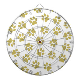 Muster von Pfoten, Hundeschäften, goldenen Pfoten Dartscheibe