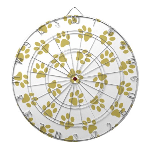 Muster von Pfoten, Hundeschäften, goldenen Pfoten Dartscheibe (vorne)
