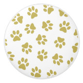 Muster von Pfoten, Hundeschäften, goldenen Pfoten Keramikknauf (Vorderseite)