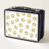 Muster von Pfoten, Hundeschäften, goldenen Pfoten Metall Brotdose (Rückseite)