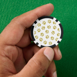 Muster von Pfoten, Hundeschäften, goldenen Pfoten Pokerchips