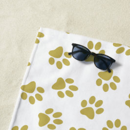 Muster von Pfoten, Hundeschäften, goldenen Pfoten Strandtuch