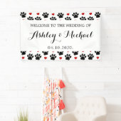 Muster von Pfoten, Hundeschäften, Herz, Hochzeit Banner (Insitu)