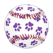 Muster von Pfoten, Hundeschäften, Lila Pfoten Baseball (Rückseite)