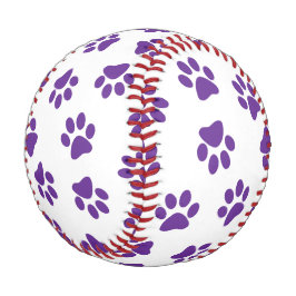 Muster von Pfoten, Hundeschäften, Lila Pfoten Baseball