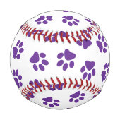 Muster von Pfoten, Hundeschäften, Lila Pfoten Baseball (Vorderseite)
