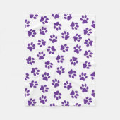 Muster von Pfoten, Hundeschäften, Lila Pfoten Fleecedecke (Vorderseite)