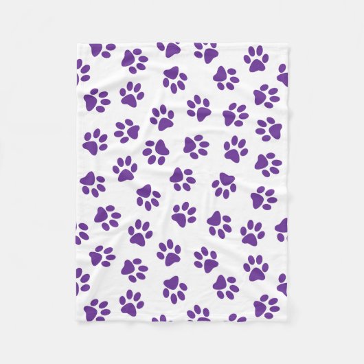 Muster von Pfoten, Hundeschäften, Lila Pfoten Fleecedecke (Vorderseite)